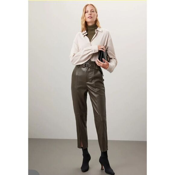 Marissa Webb Olive Split Hem Pants Rent the runway preloved 2 NO BELT - Picture 1 of 6